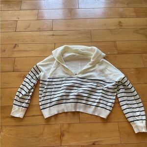 Striped White and Black Women's Sweater